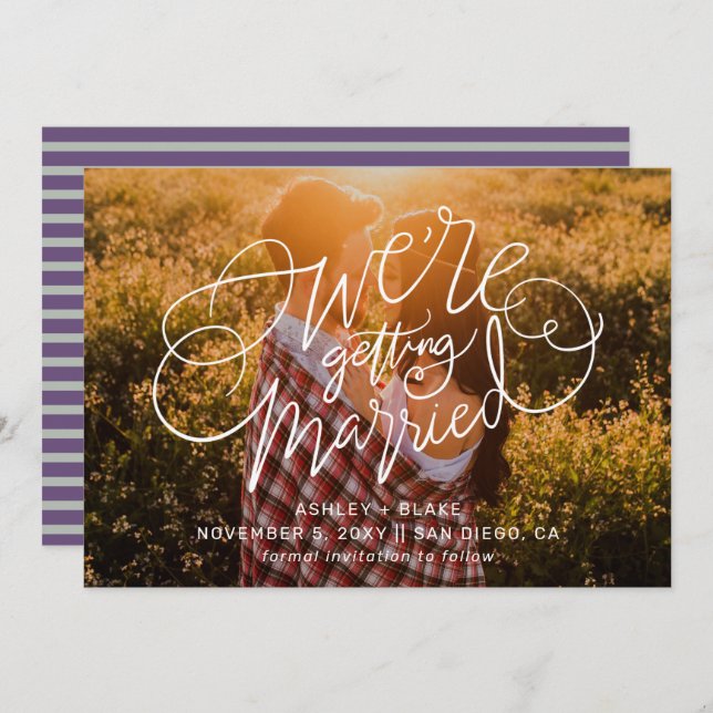 Save The Date Photo Calligraphie Écrite À La Main Moderne (Devant / Derrière)