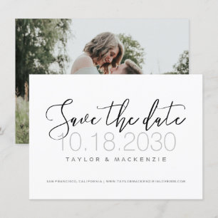 Save The Date Photo Calligraphie noir et blanc Enregistrer la ca