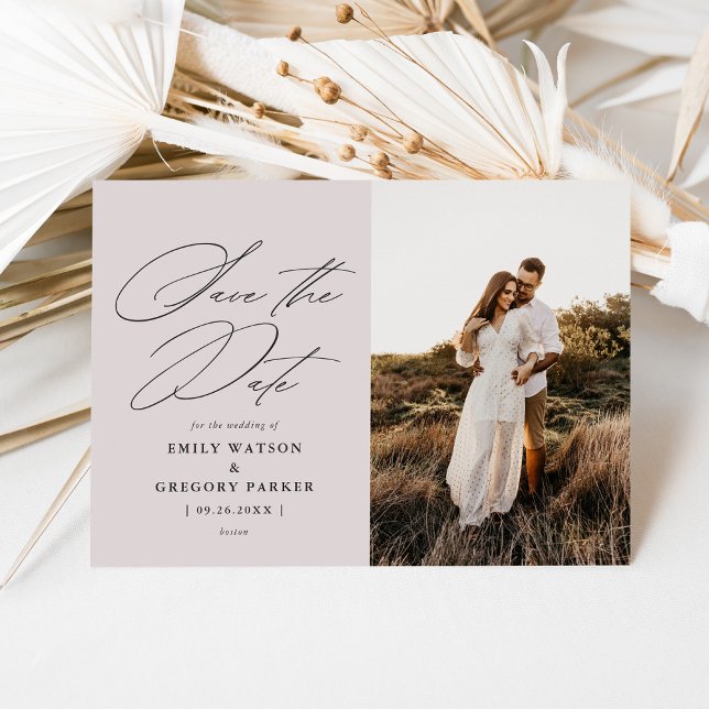Save The Date Photo Calligraphy Wedding Modern (Créateur téléchargé)