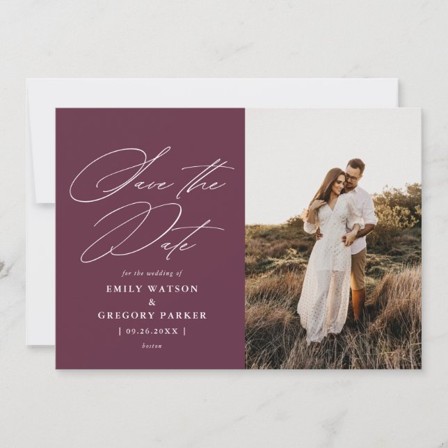Save The Date Photo Calligraphy Wedding Modern (Devant)