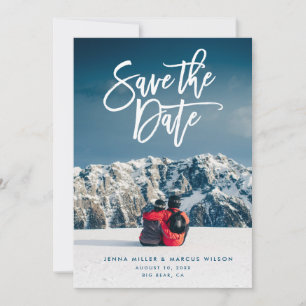 Save the Date photo card, brush script