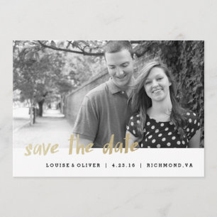 Save the Date Photo Card Gold Foil Hipster