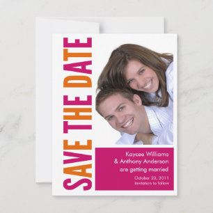 Save The Date Photo Card Pink & Orange