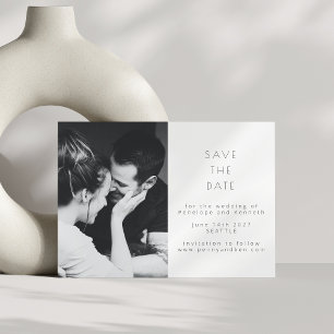 Save The Date Photo Casual Moderne Minimaliste Noir Blanc