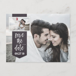 Save the Date Photo Chalkboard Rustic Wedding Announcement Postcard