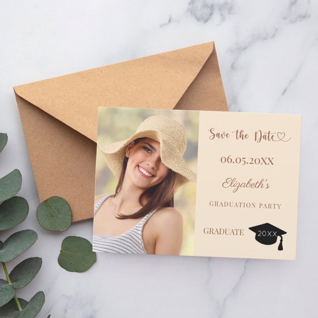 Save The Date Photo champagne mocha Graduation (Créateur téléchargé)