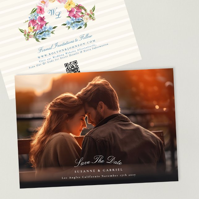 Save The Date Photo classique Qr Code Photo Mariage Site Web (Créateur téléchargé)