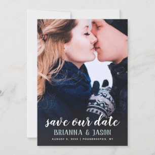 Save The Date Photo Complète Enregistrer La Date Bleu