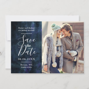 Save The Date Photo couleur bleu marine Collage Enregistrer la d