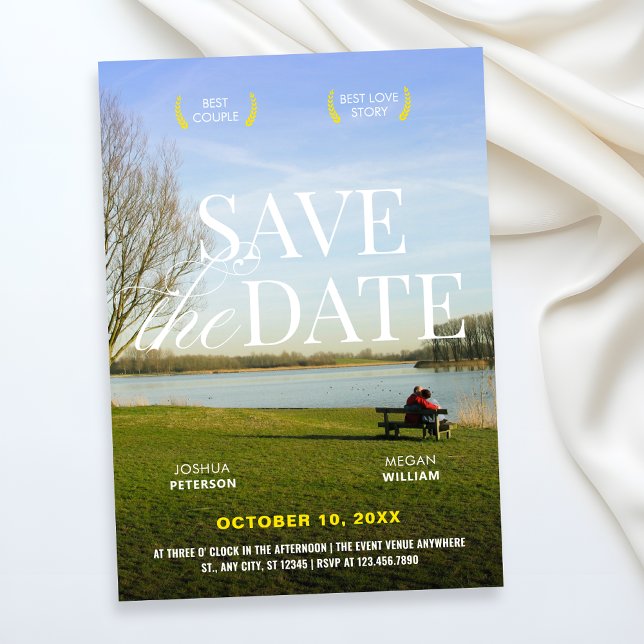Save The Date photo d'affiche de film romantique esthétique (Créateur téléchargé)
