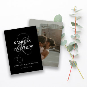 Save The Date Photo d'ampersand moderne en noir et blanc 