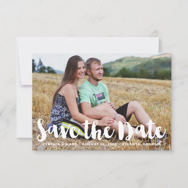 Save The Date Photo d'annonce de date de mariage à lettre main b (Devant)