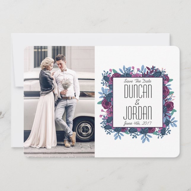 Save The Date Photo D'Aquarelle Violet Enregistrer La Date Annon (Devant)