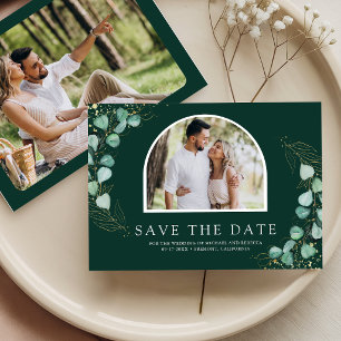 Save The Date Photo d'arche de eucalyptus Mariage vert émeraude
