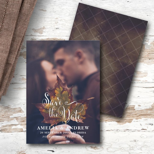 Save The Date Photo d'automne moderne Enregistrer la date Mariag (Créateur téléchargé)