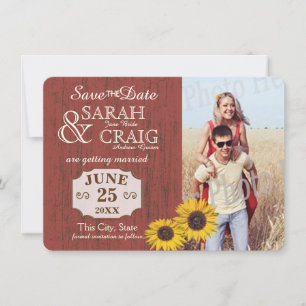 Save The Date Photo de bois de grange et de tournesol pour annon