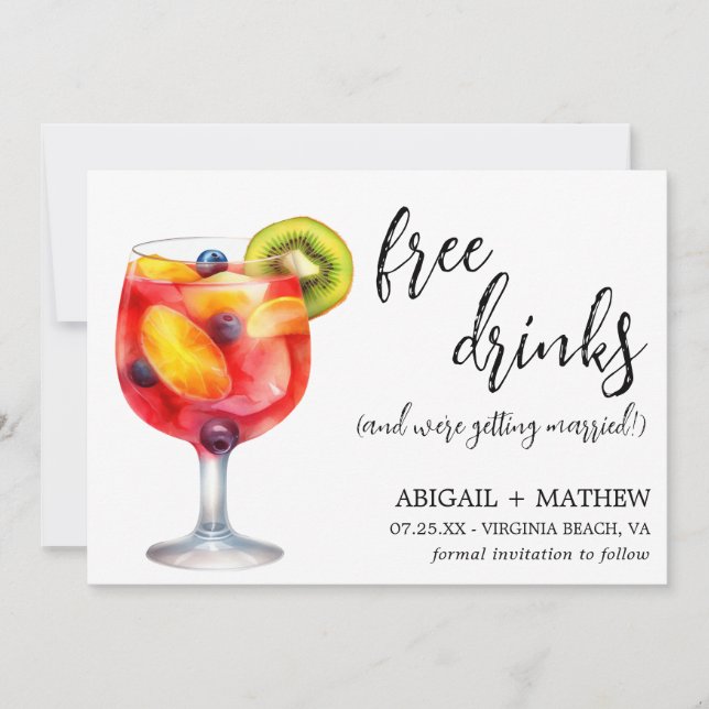Save The Date Photo de boisson cocktail sangria drôle mariage (Devant)