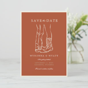 Save The Date Photo de bottes de cowboy modernes rustiques occid