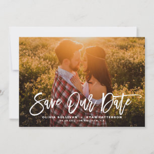 Save The Date Photo de calligraphie rustique blanche Sauvez Notr