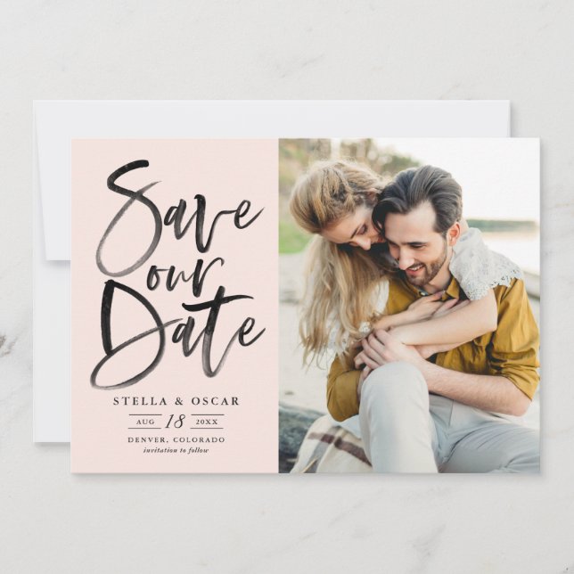 Save The Date Photo de calotte de pinceau noir (Devant)