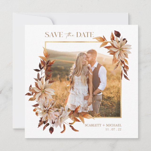 Save The Date Photo de chute élégante (Devant)