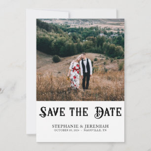 Save The Date Photo de fiançailles Moderne Vintage Rétro Rustiqu