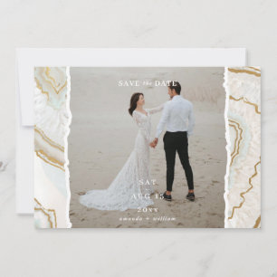 Save The Date Photo de fond en quartz agate pour mariage