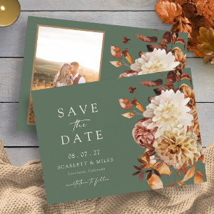 Save The Date Photo de l'automne vert sauge
