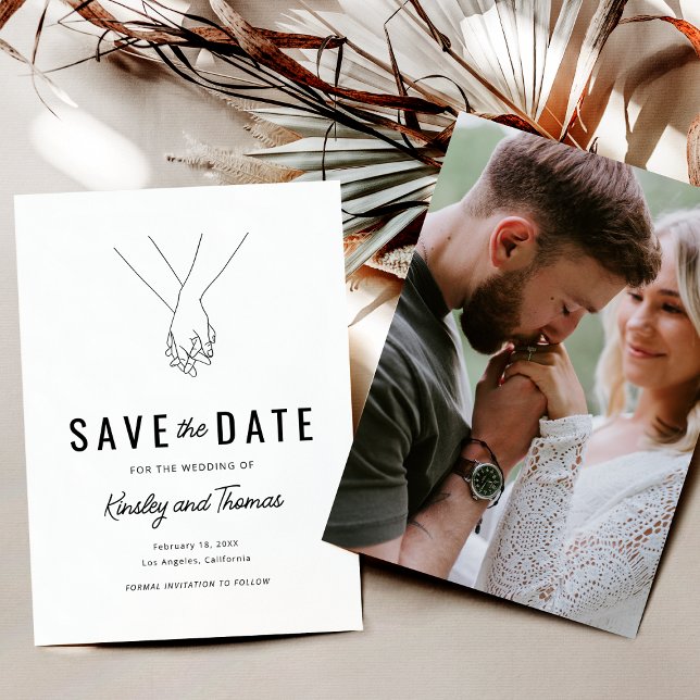Save The Date Photo de mains enlacées modernes Enregistrez la da (Créateur téléchargé)
