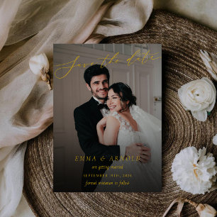 Save The Date Photo de mariage à l'écriture calligraphique éléga