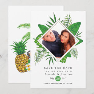 Save The Date Photo de mariage Aloha Luau Tropical Aquarelle