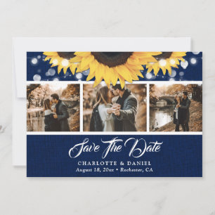 Save The Date Photo de mariage au tournesol en toile de jute ble