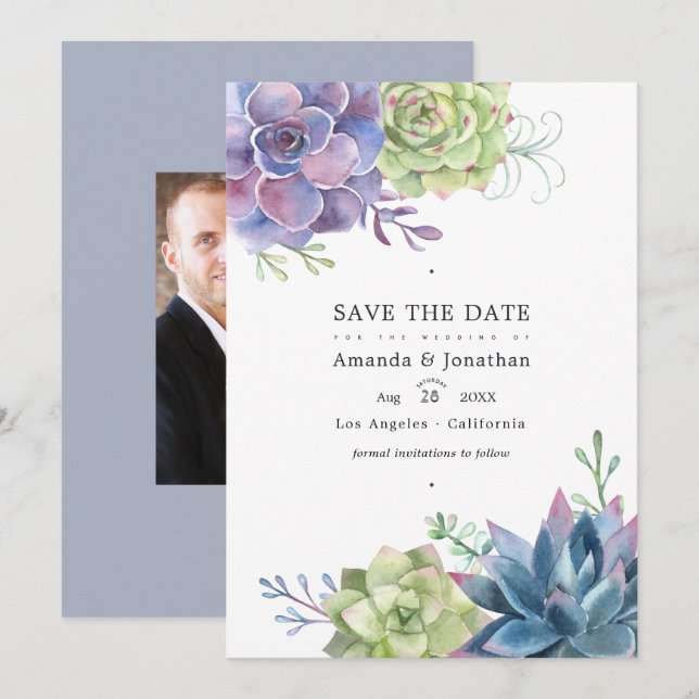 Save The Date Photo de mariage aux cactus succulents du désert à (Devant / Derrière)