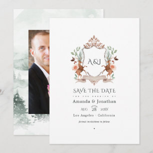 Save The Date Photo de mariage avec monogramme de la crête de la