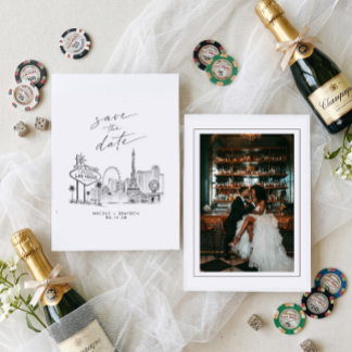 Save The Date Photo de mariage avec vue sur Las Vegas