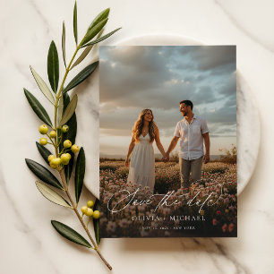 Save The Date Photo de mariage bohème avec écriture élégante