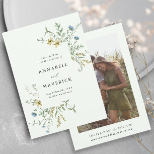 Save The Date Photo de mariage bohème délicate aux fleurs sauvag
