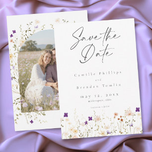 Save The Date Photo de mariage botanique minimaliste à fleurs sa