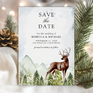 Save The Date Photo de mariage de cerf de forêt de montagne