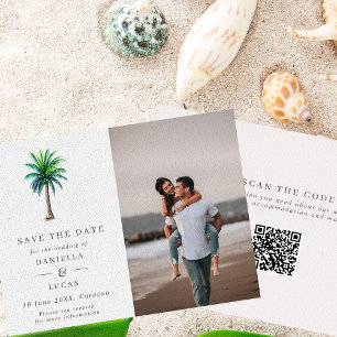 Save The Date Photo de mariage de destination au palmier tropica