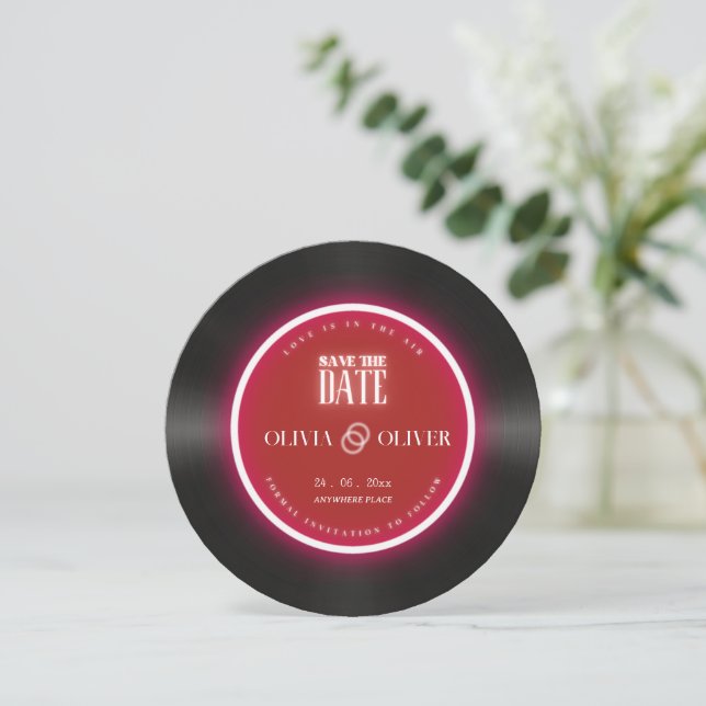 Save The Date Photo de mariage de disque vinyle romantique  (Debout devant)