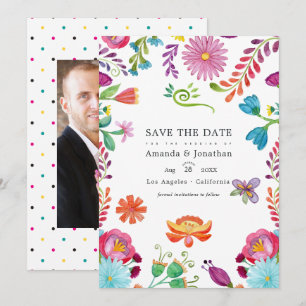 Save The Date Photo de mariage de fête mexicaine florale à l'aqu