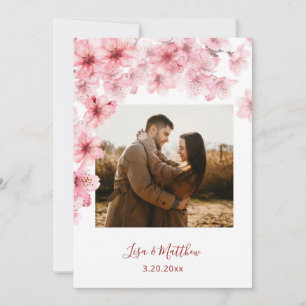 Save The Date Photo de mariage de fleurs de cerisier à l'aquarel