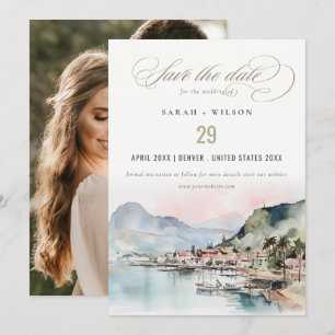 Save The Date Photo de mariage de paysage aquarelle Kauai Hawaï