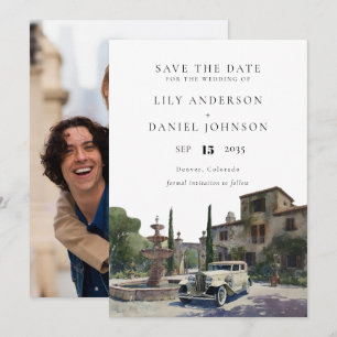 Save The Date Photo de mariage élégant de domaine campagnard à l