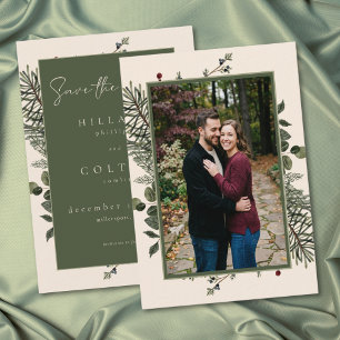 Save The Date Photo de mariage élégant hivernal en pin ivoire av