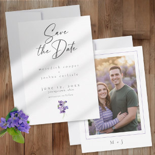 Save The Date Photo de mariage élégant minimaliste aquarelle vio