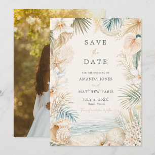 Save The Date Photo de mariage élégant sur la plage côtière