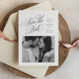 Save The Date Photo de mariage élégante en noir et blanc