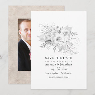 Save The Date Photo de mariage floral blanc